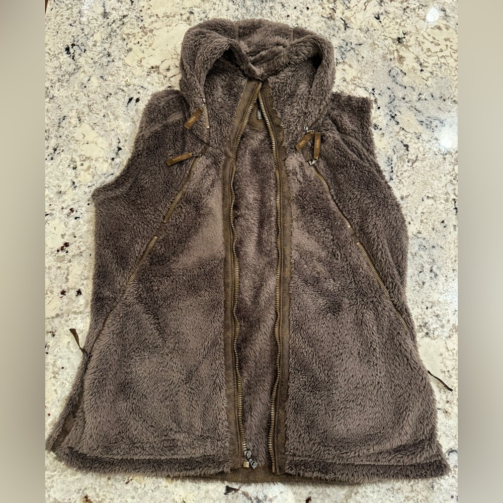 KUHL Women’s Large Flight Vest-Brown Sherpa Fleece
